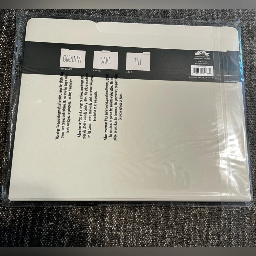 NWT Rae Dunn 12 Tan file folders ORGANIZE SAVE FILE - Sealed